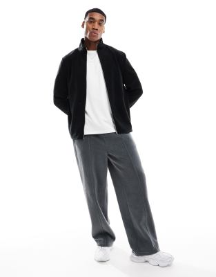 Asos Design Fleece Shacket In Black