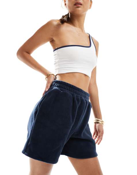 ASOS DESIGN fleece shorts in navy - view 1