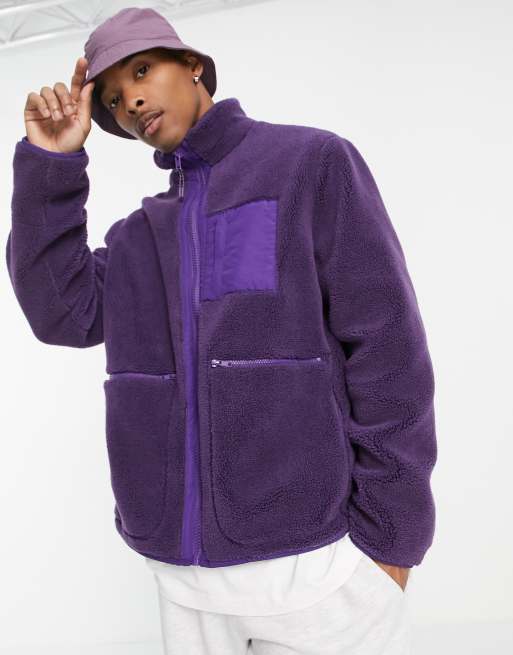 Mens purple fleece jacket sale