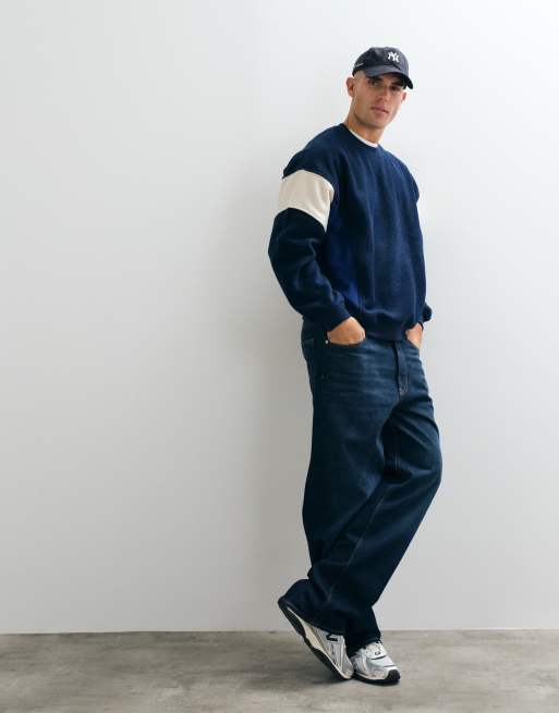 ASOS DESIGN fleecetröja med kvart dragkedja i marinblått, 3 av 5