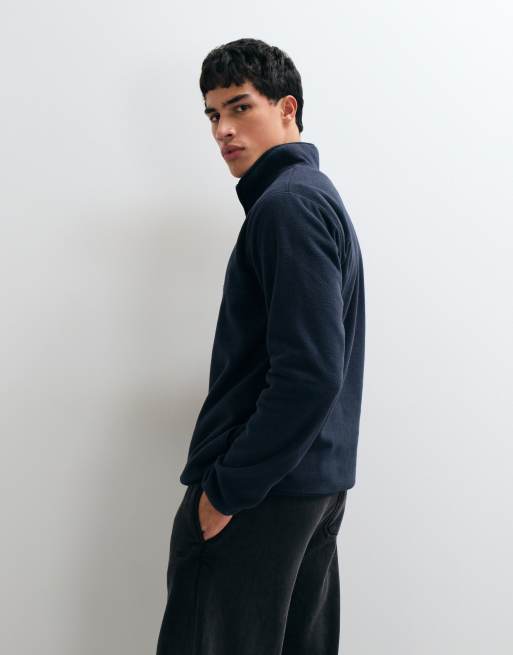ASOS DESIGN fleecetröja med kvart dragkedja i marinblått, 5 av 5