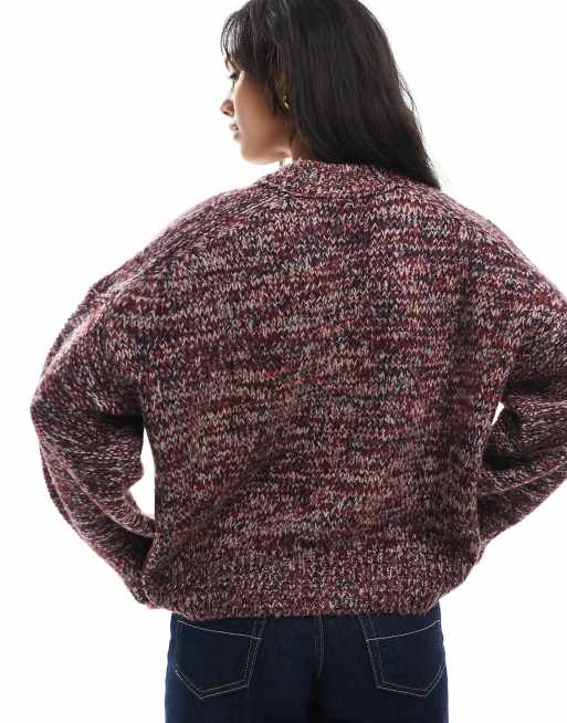 ASOS DESIGN – Flerfärgad, boxig, stickad tröja med v-ringning, 4 av 4