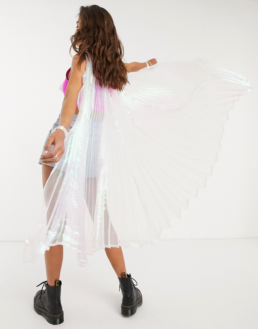 ASOS DESIGN – Flerfärgad holografisk festival-cape med plissering