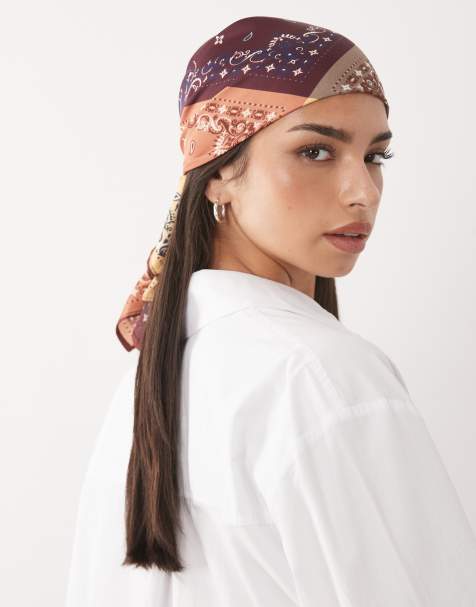 ASOS DESIGN – Flerfärgad, mellanstor hårsjal med bandanamönster - view 1