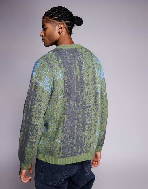 ASOS DESIGN – Flerfärgad, ombréfärgad, stickad, avslappnad tröja med FRNTRS-broderi, 3 av 5