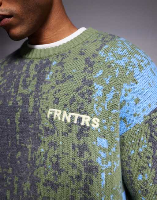 ASOS DESIGN – Flerfärgad, ombréfärgad, stickad, avslappnad tröja med FRNTRS-broderi, 5 av 5