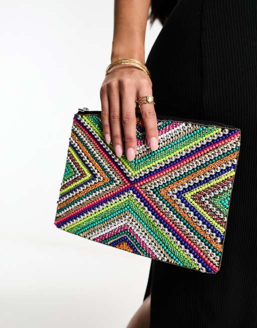 ASOS DESIGN – Flerfärgad, pärlprydd kuvertväska, 4 av 4
