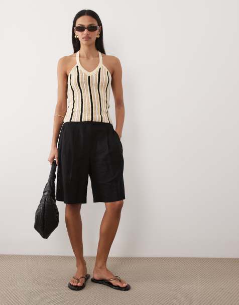 ASOS DESIGN – Flerfärgad, randig topp i garn med halterneck - view 1