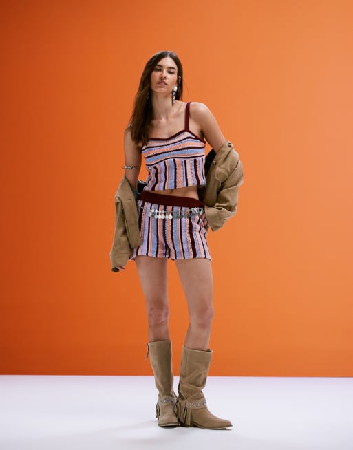 ASOS DESIGN – Flerfärgad, stickad bralette med virkat mönster, del av set, 2 av 4