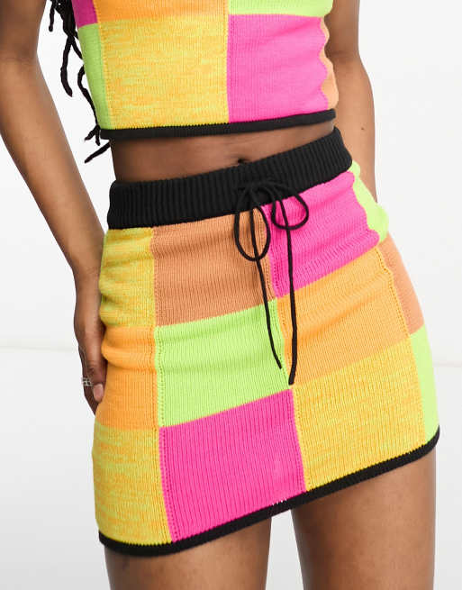 ASOS DESIGN – Flerfärgad stickad co ords med lapptäckedesign, del av set, 2 av 4