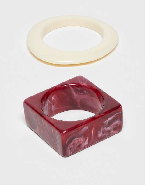 ASOS DESIGN – Flerfärgade armringar i harts med olika former. 2-pack - view 1