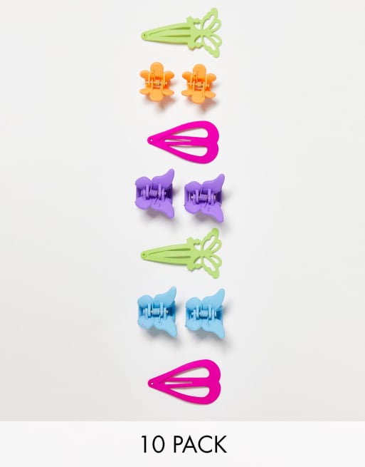 ASOS DESIGN – Flerfärgade hårspännen i 10-pack