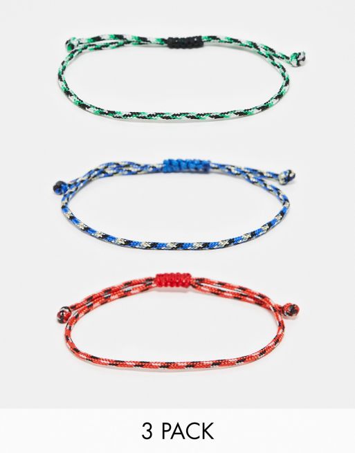 ASOS DESIGN – Flerfärgade reparmband, 3-pack