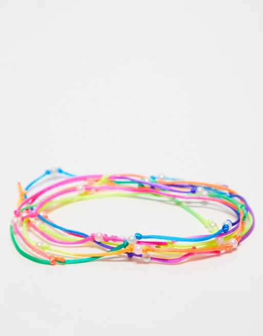 ASOS DESIGN – Flerfärgade reparmband med pärlor, 5-pack   , 4 av 4