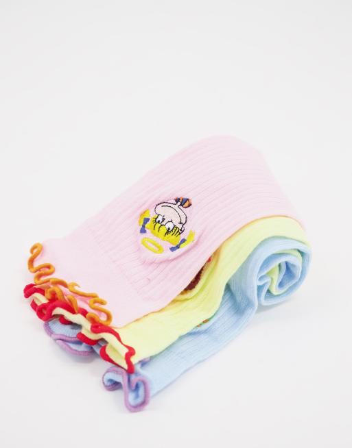 ASOS DESIGN – Flerfärgade strumpor med volang och Rugrats-tryck, 3-pack, 2 av 4