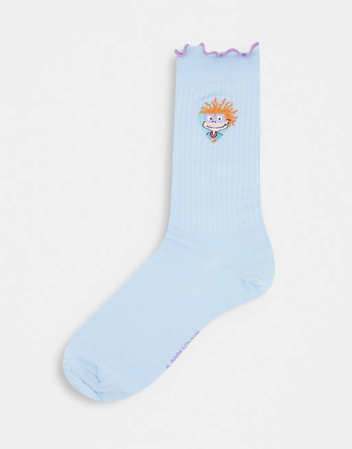 ASOS DESIGN – Flerfärgade strumpor med volang och Rugrats-tryck, 3-pack, 3 av 4