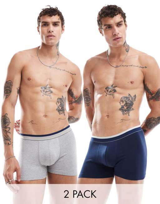 ASOS DESIGN – Flerfärgade trunks med kontrastfärgade kantband
