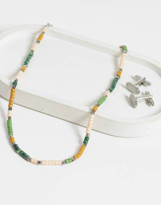 ASOS DESIGN – Flerfärgat pärlhalsband med silverfärgade detaljer, 2 av 4