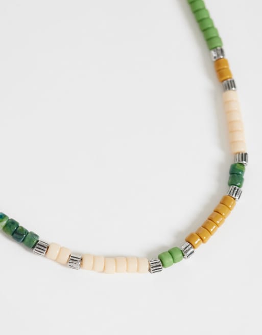 ASOS DESIGN – Flerfärgat pärlhalsband med silverfärgade detaljer, 4 av 4