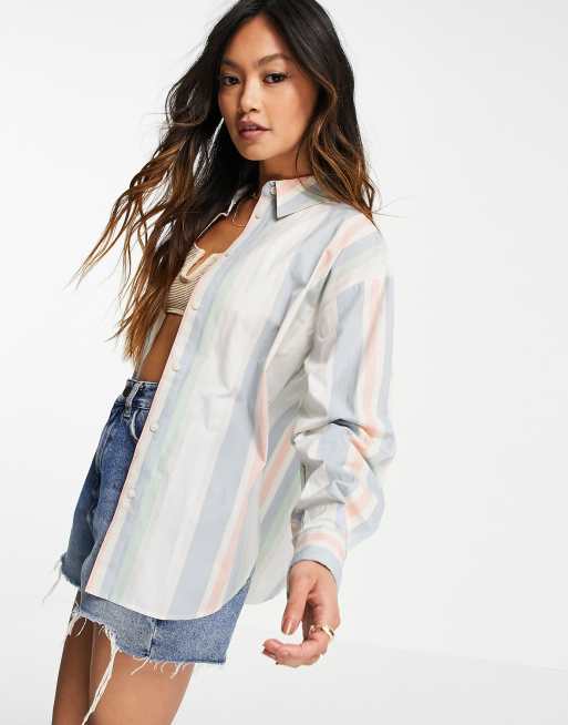 ASOS DESIGN – Flerfärgat pastellrandig skjorta i dad-design, 3 av 4