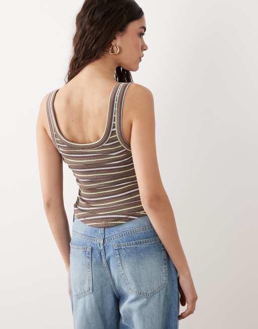 ASOS DESIGN – Flerfärgat, randigt linne i henleystil , 4 av 4