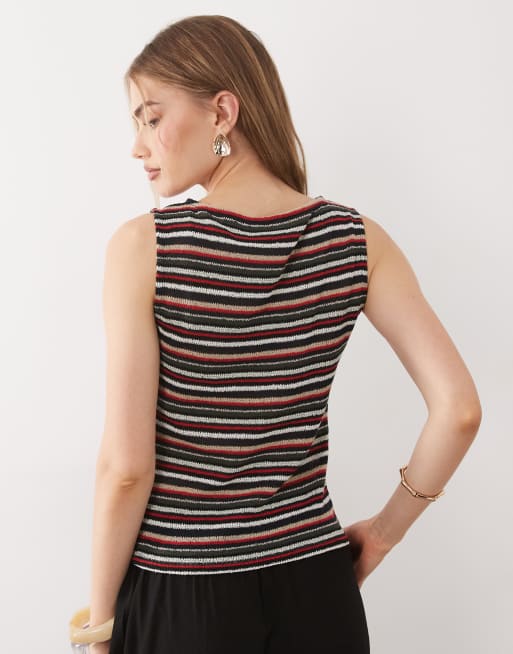 ASOS DESIGN – Flerfärgat, randigt linne i virkad jersey, 4 av 4