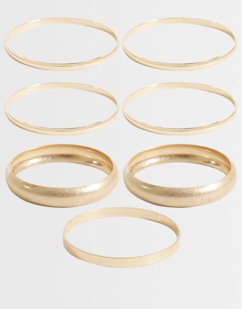 ASOS DESIGN – Flerpack med guldfärgade armband med borstad finish - view 1