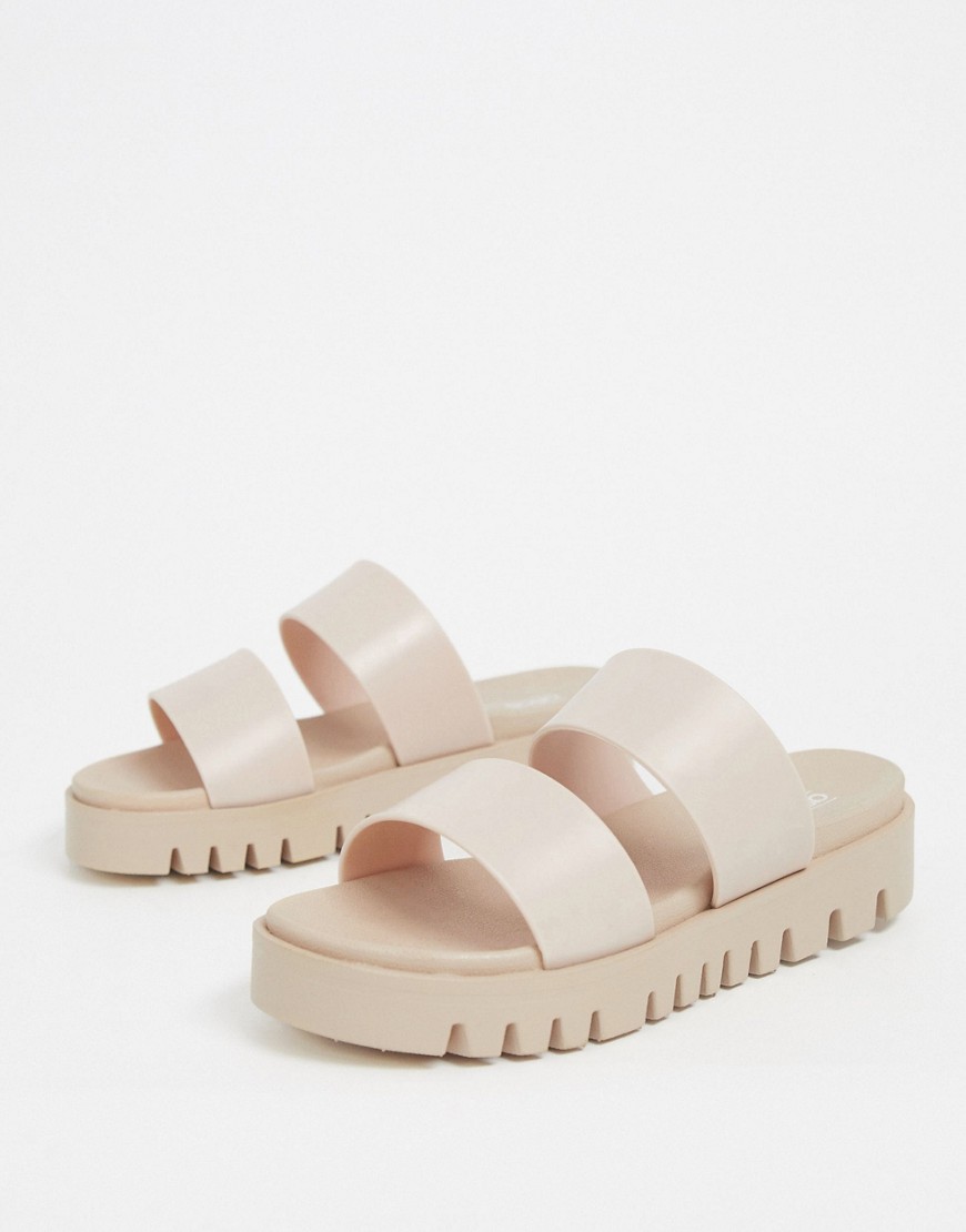 ASOS DESIGN Fletch chunky jelly flat sandals in beige