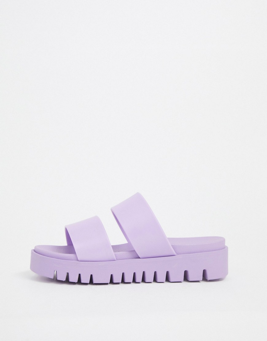 ASOS DESIGN Fletch chunky jelly flat sandals in lilac-Purple