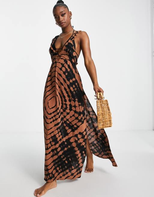 ASOS DESIGN - Flettet maxistrandkjole i batik