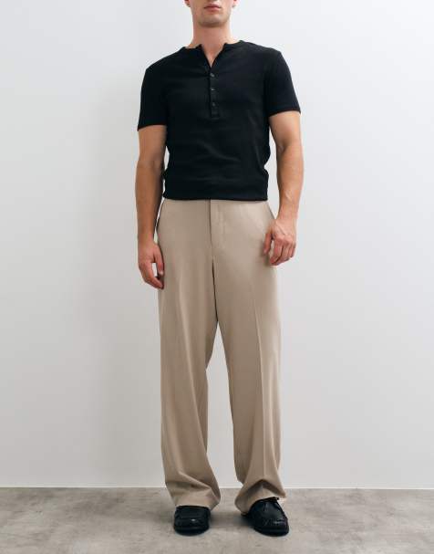 ASOS DESIGN – FlexMAX™ – Beige, avsmalnande finbyxor med elastisk midja - view 1
