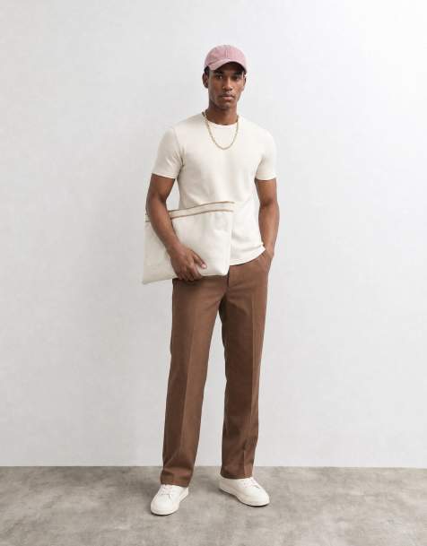 ASOS DESIGN - FlexMax™ - Brune elegante bukser med brede ben og elastisk talje - view 1