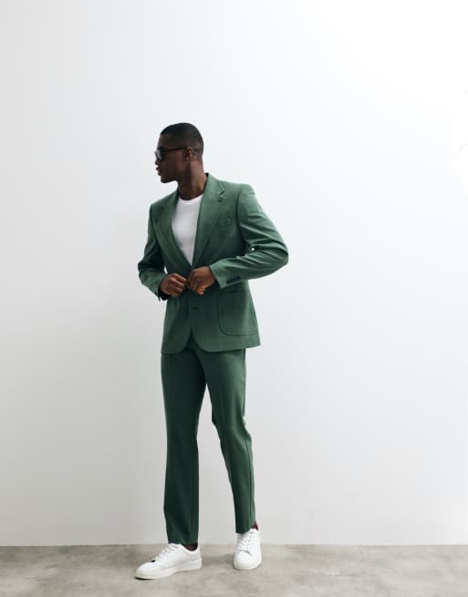 ASOS DESIGN – flexMAX – Ciemnozielony garnitur o dopasowanym kroju, 3 z 3