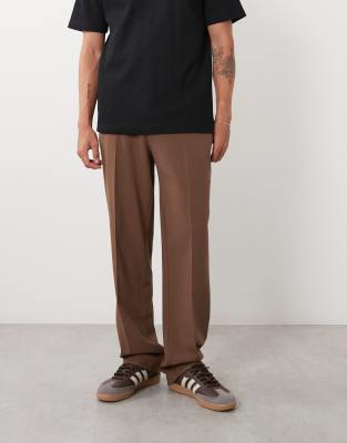 FlexMAX - Elegante, gerade geschnittene Hose in Braun mit elastischem Bund Braun L