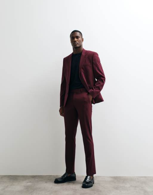 ASOS DESIGN – FlexMax™ – Eng geschnittener Anzug in Burgunderrot, 3 von 3