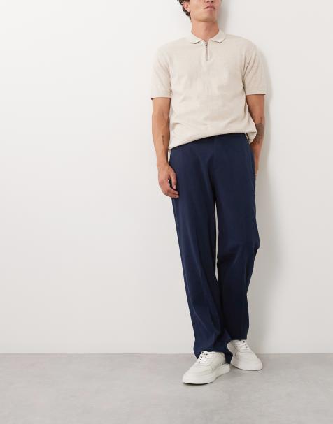 ASOS DESIGN - FlexMax™ - Nette toelopende broek met elastische taille in marineblauw - view 1