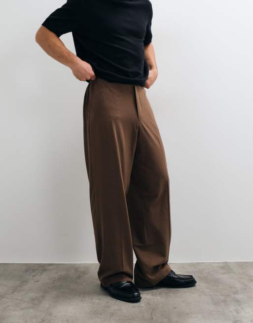 ASOS DESIGN - FlexMAX - Pantalon habillé ample à taille élastique - Marron, 2 de 5