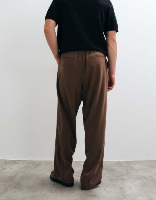 ASOS DESIGN - FlexMAX - Pantalon habillé ample à taille élastique - Marron, 4 de 5