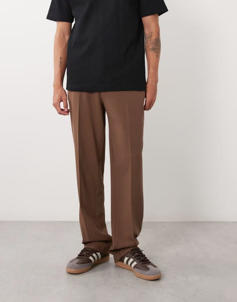 ASOS DESIGN - FlexMAX - Pantalon habillé droit à taille élastique - Marron - view 1