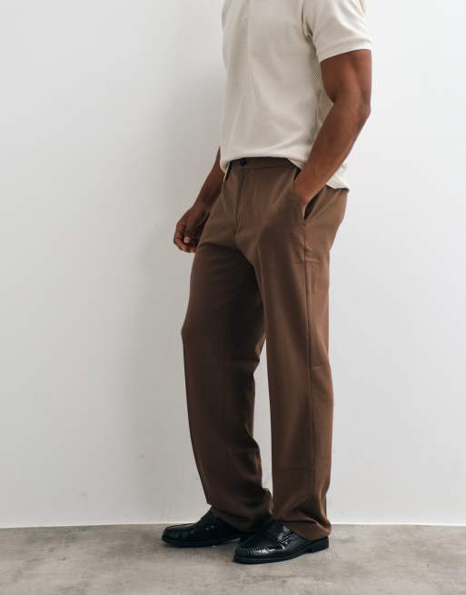 ASOS DESIGN - flexMAX™ - Pantaloni eleganti dritti marroni con vita elasticizzata, 2 di 5