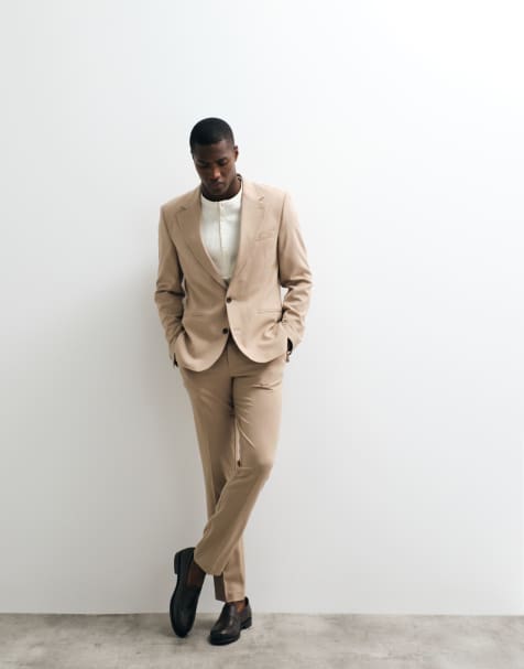 ASOS DESIGN flexMAX skinny suit in light brown - view 1