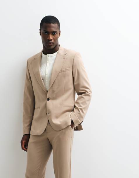 ASOS DESIGN flexMAX skinny suit jacket in light brown - view 1