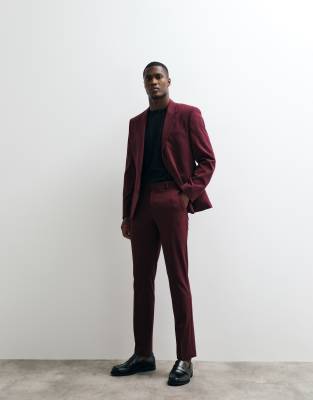 Asos Design Flexmax™ Skinny Suit Jacket In Burgundy