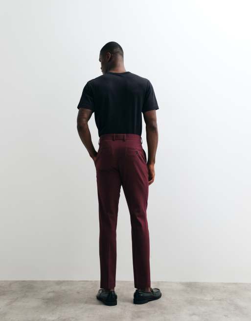 burgundy skinny dress pants Bar III Men's Slim-Fit Solid Suit Pant Burgundy 30x32 B4HP $175
