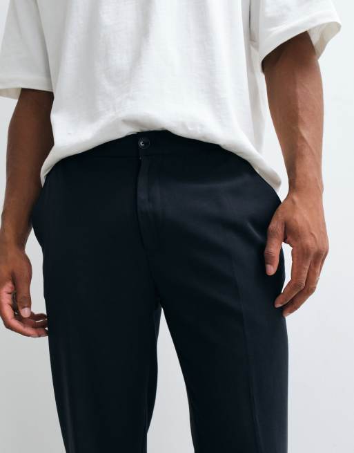ASOS DESIGN FlexMax™ skræddersyede bukser med lige ben i sort med elastisk talje, 2 af 5