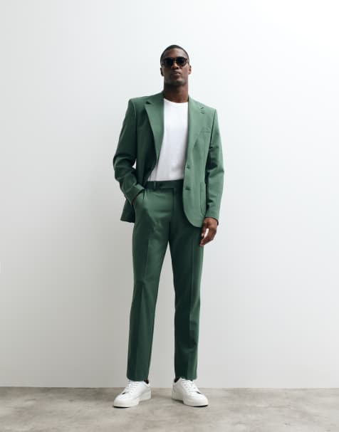 ASOS DESIGN – FlexMAX – Slim-Fit-Anzughose in Dunkelgrün - view 1