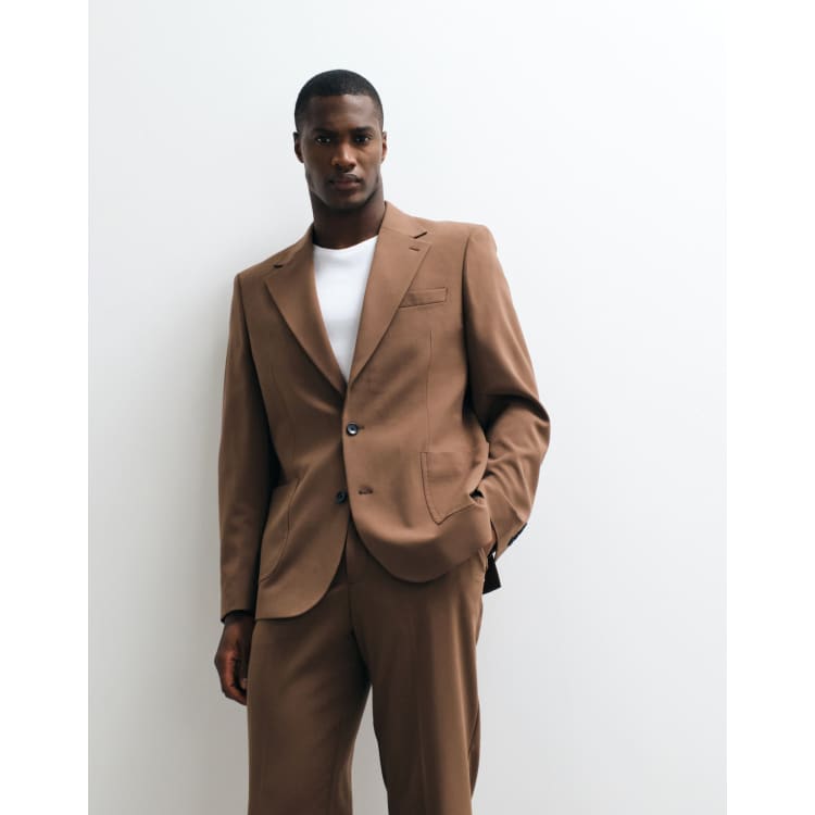 ASOS DESIGN FlexMax™ slim suit jacket in dark brown | ASOS