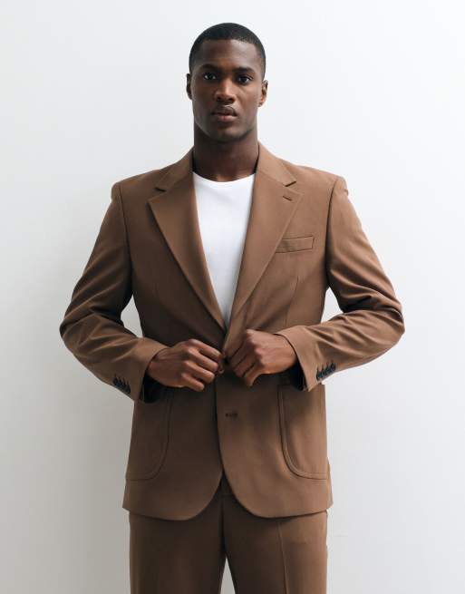 ASOS DESIGN FlexMax™ slim suit jacket in dark brown | ASOS