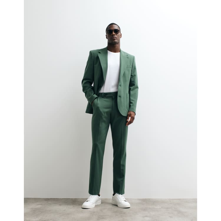 ASOS Design FlexMax slim suit pants in dark green