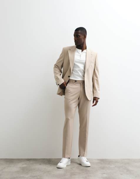ASOS DESIGN FlexMax™ slim suit pants in stone - view 1